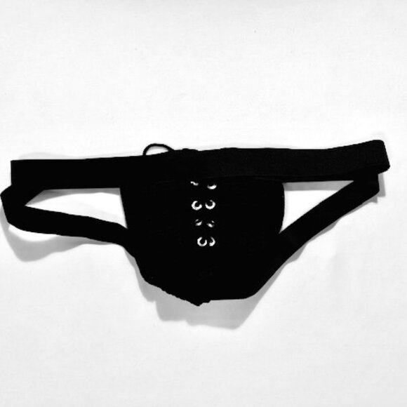 FIZX Mark by Undergear Solid Knit Lace-up Athletic Supporter/Jockstrap - Black - Picture 8 of 11